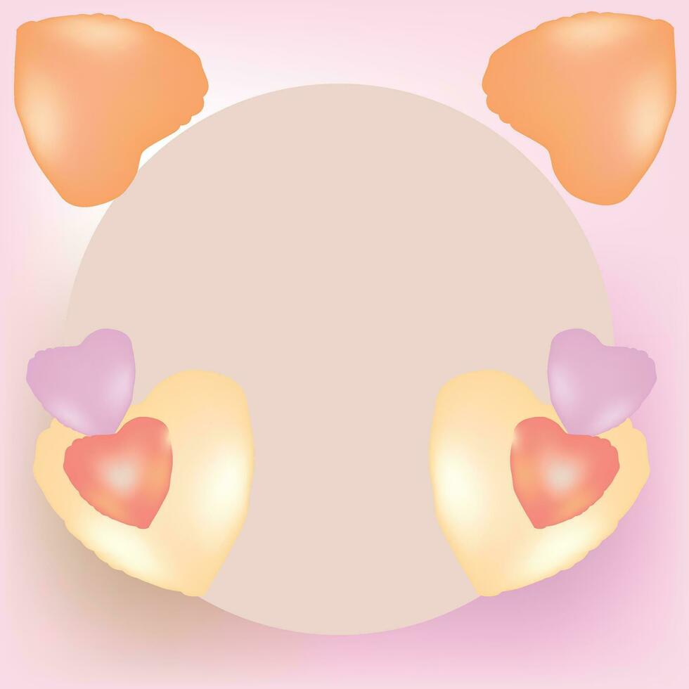 3d cartoon colorful heart shape toy collection, isolated on light pink background. Suitable for Valentine's Day and Mother's Day decoration. vector