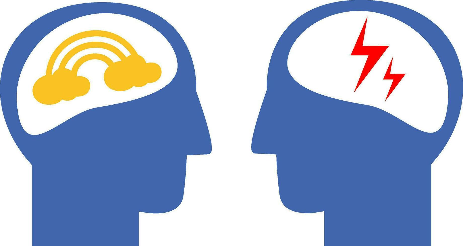 happy and sad mental condition in psychological state positive mind and negative concept icon vector