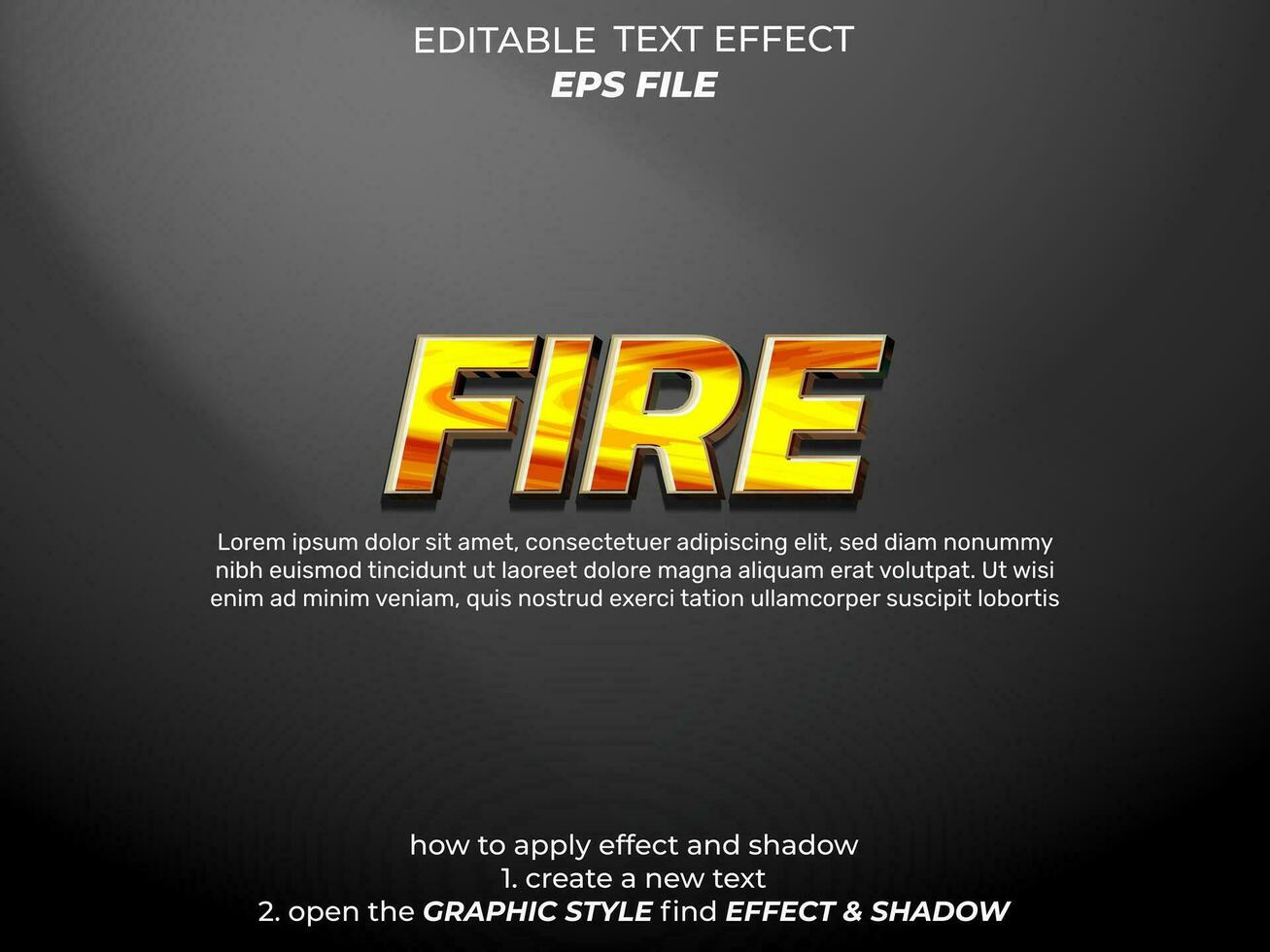 fire text effect, typography, 3d text. vector template