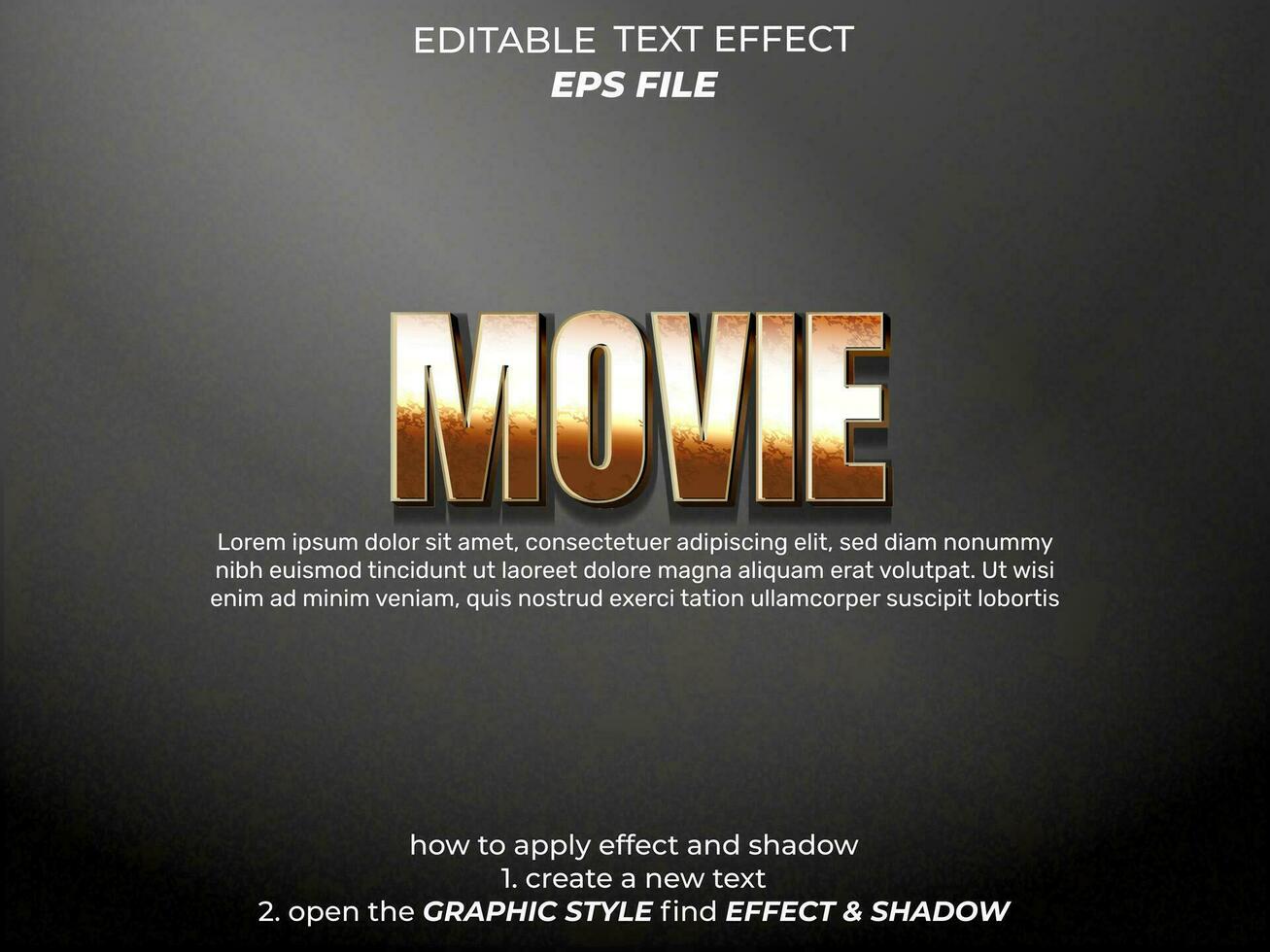 movie text effect, typography, 3d text. vector template