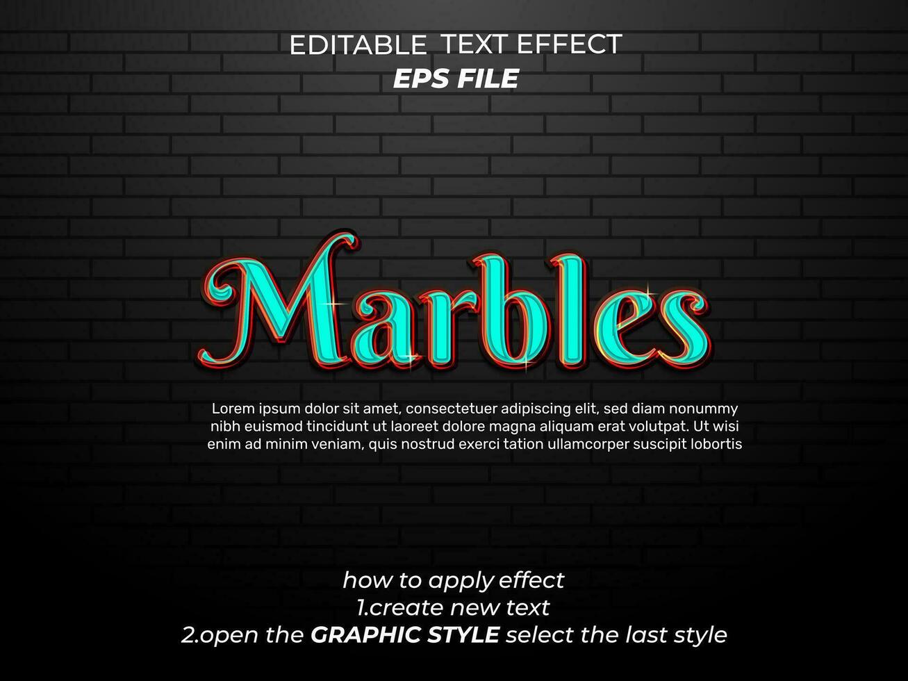 marbles text effect, typography, 3d text. vector template