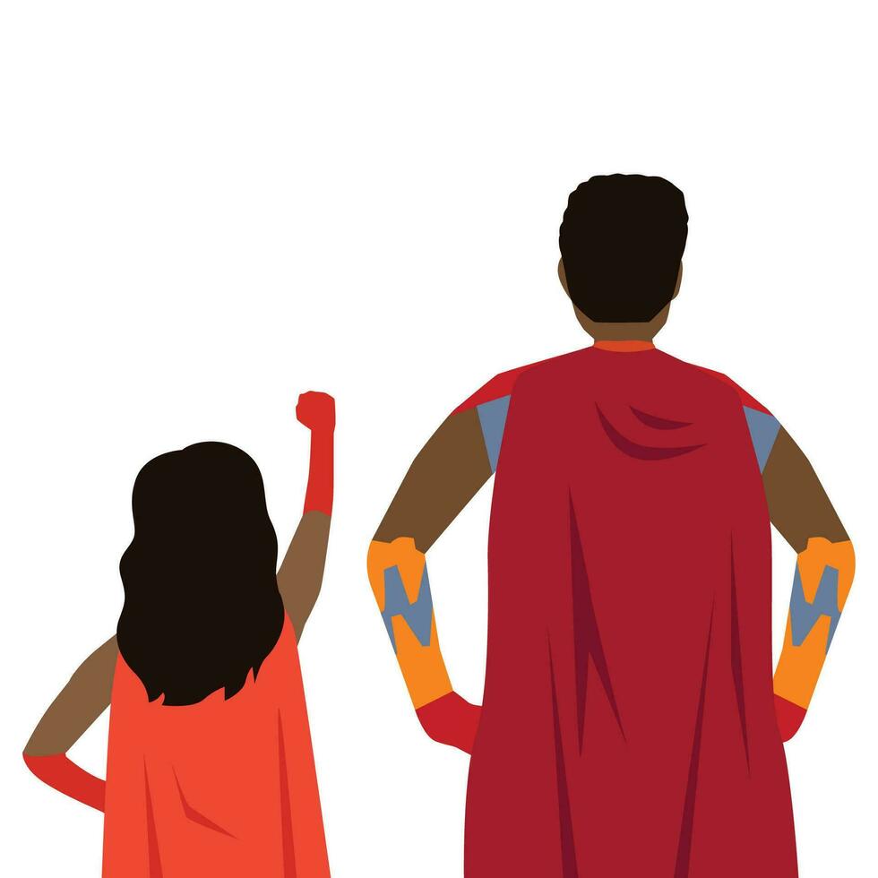 Super dad and daughter back heros characters. vector