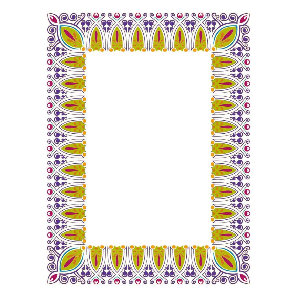 frame with colorful classic floral pattern ornament vector