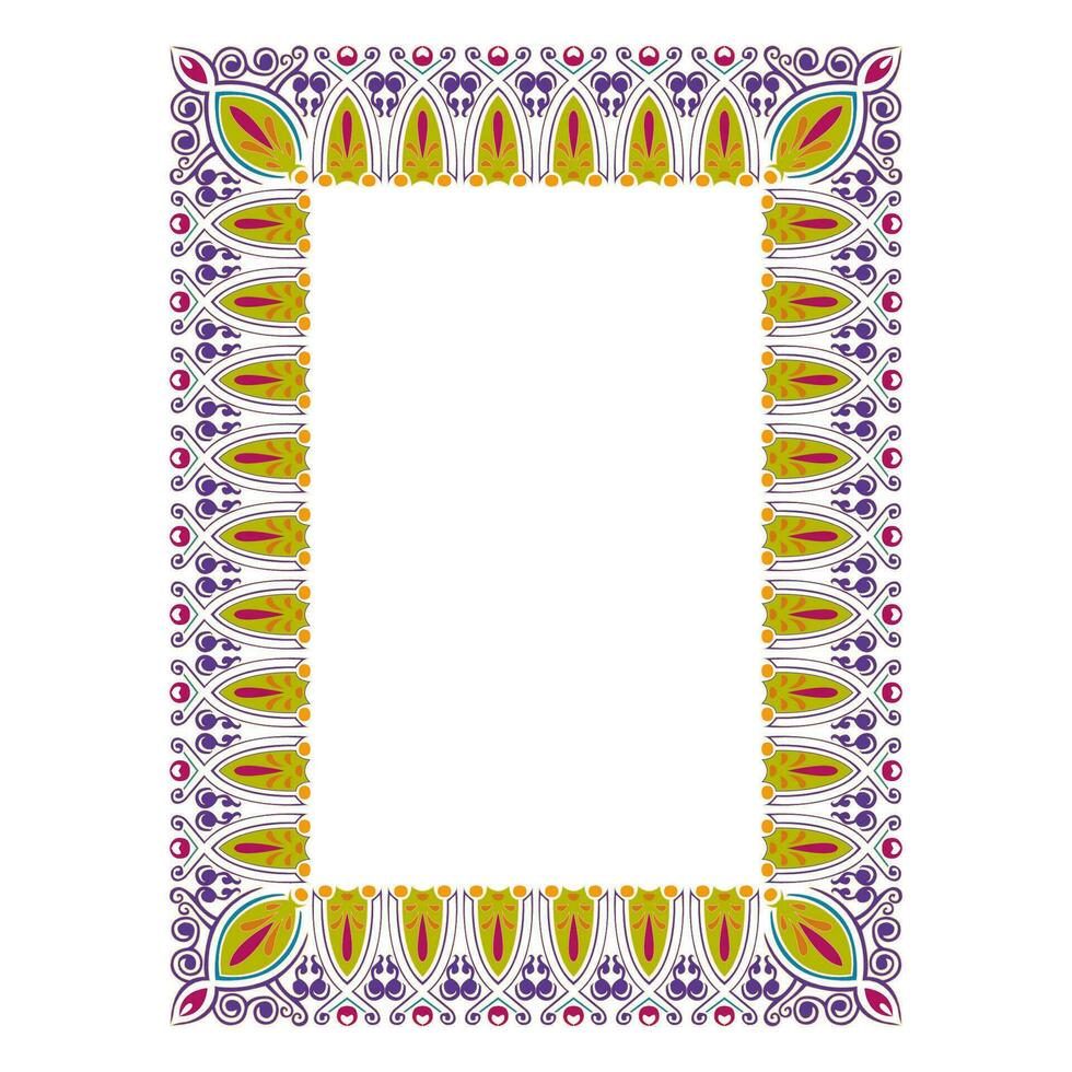 frame with colorful classic floral pattern ornament vector