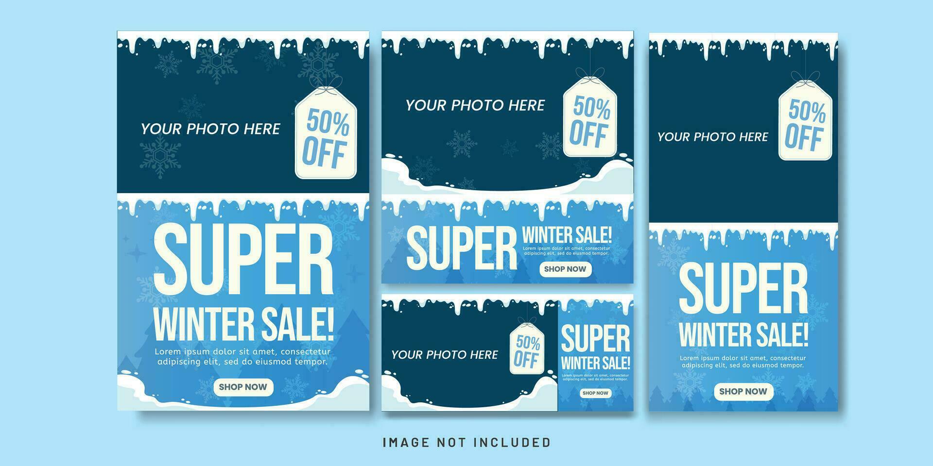Winter Sale Blue Gradient Color Background for Christmas Event vector