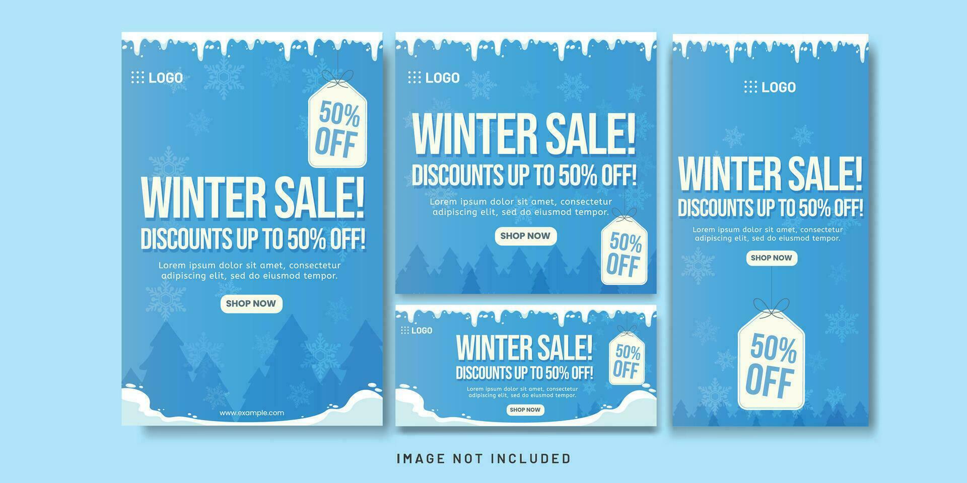 Winter Sale Blue Gradient Color Background for Christmas Event vector