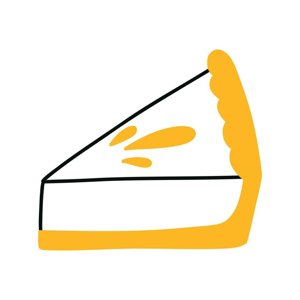 Piece of cake in doodle style. Vector illustration. Linear pie.