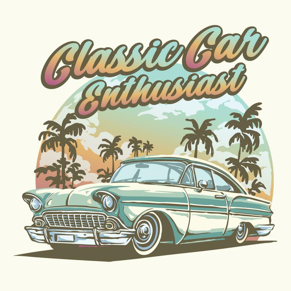 Vintage classic car enthusiast isolated illustration 26502838 Vector