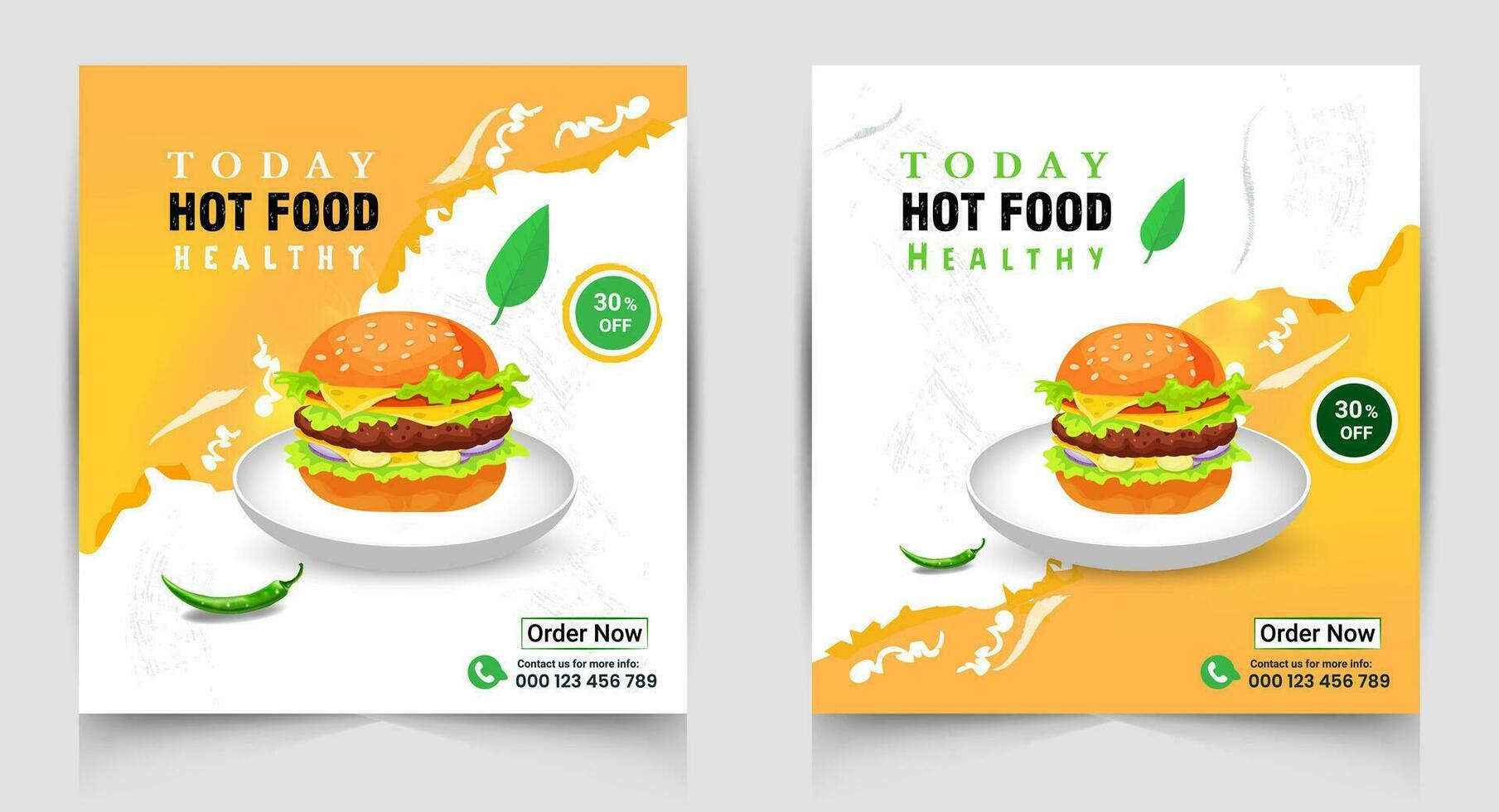 Social media post template Banner, Restaurant discount food Burger Flyer Design, Todays Menu snake Chinese meal ad Template. vector