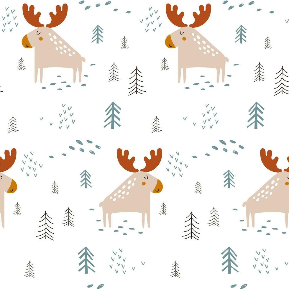 Moose pattern seamless. Vector illustrations