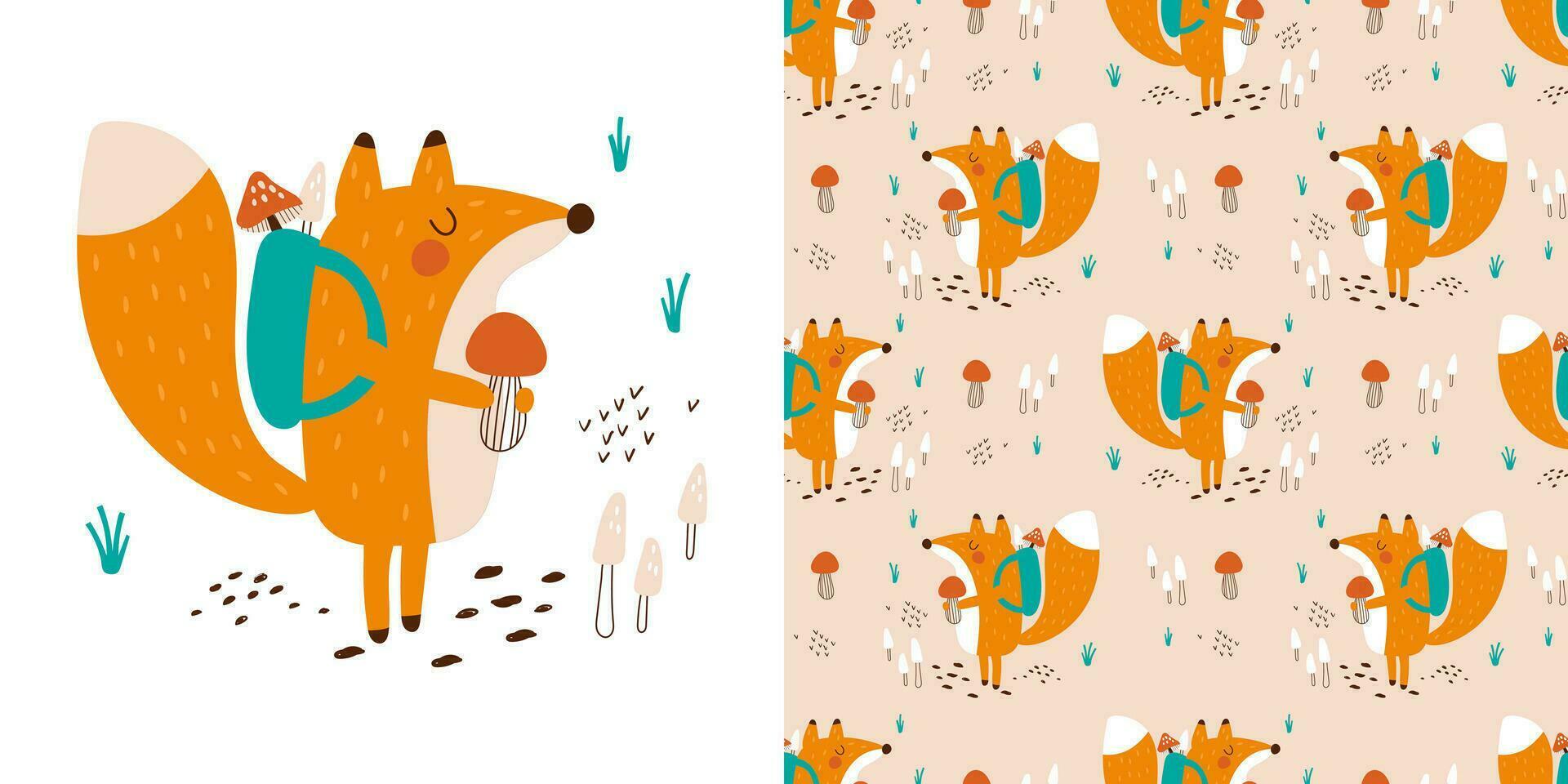 Cute fox.  Design can be used for t-shirt, greeting card, baby shower. Vector illustration.