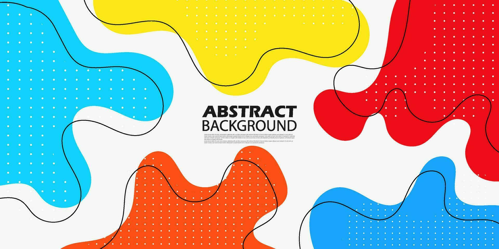 Colorful fluid abstract background with blue, yellow, and red solid color on white flat background. Eps10 vector