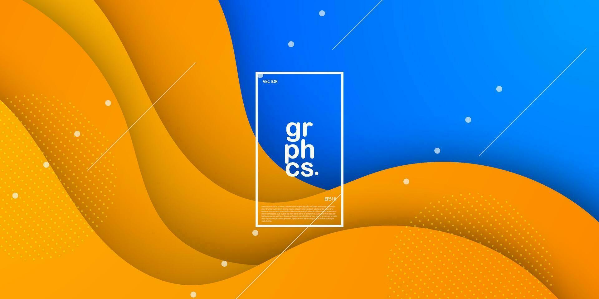 Abstract 3D papercut art background design with blue and orange wave combination for website template or etc. Eps10 vector