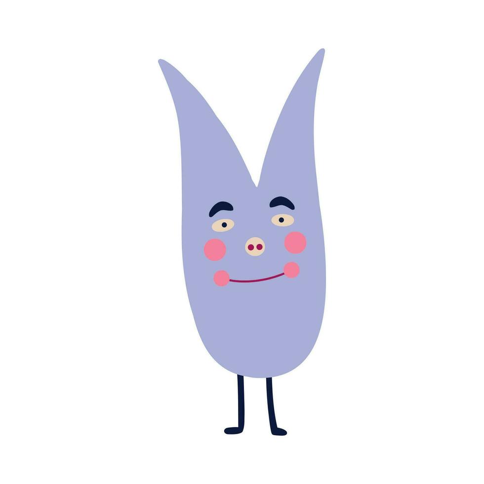 Awesome funny blue bunny monster with a cute face, and with hands and legs vector