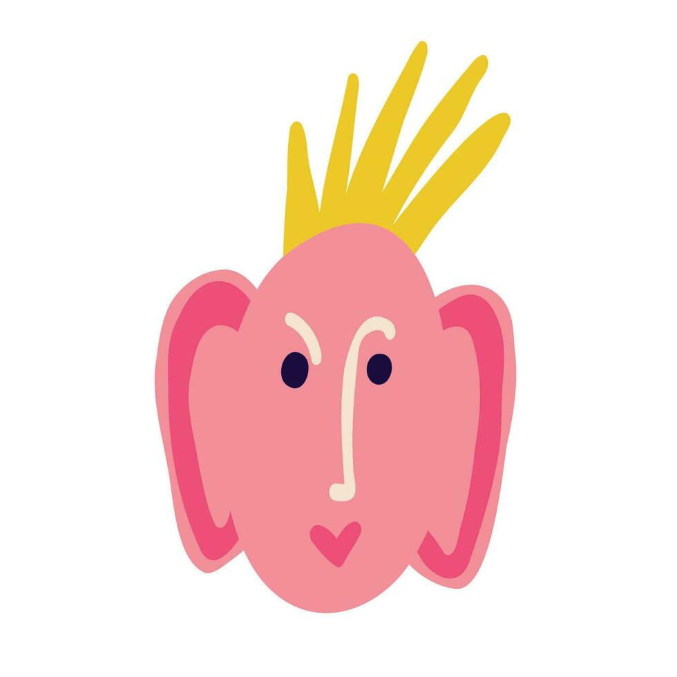 charming man with awesome face with big ears. Illustration in a modern hand-drawn childish style vector