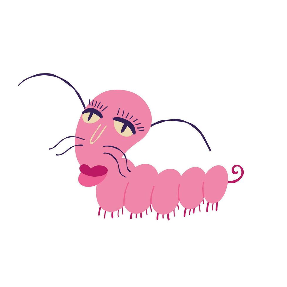 funny pink snail character with a smiling face with legs. snail character vector