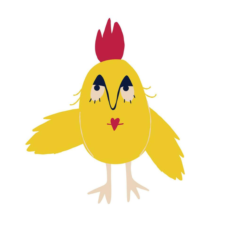 increíble gracioso pollo con un encantador linda sonriente cara vector