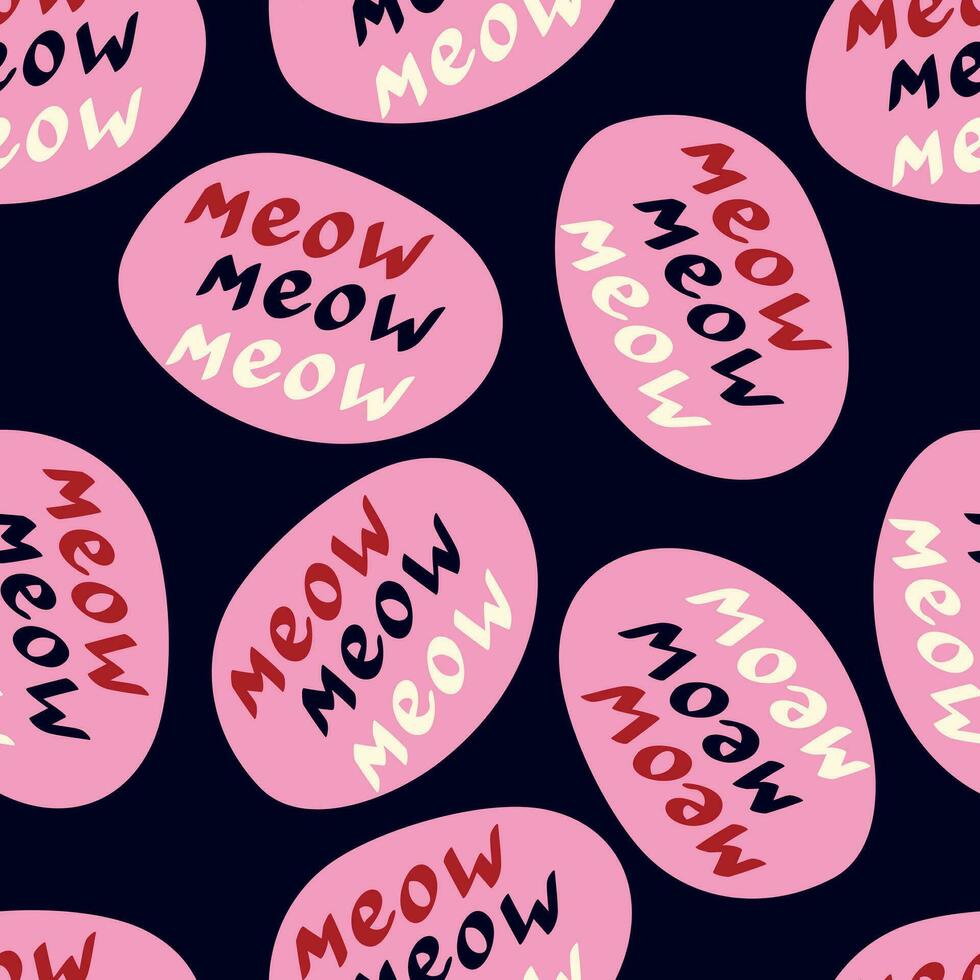 quote meow pattern. Funny quote pattern vector