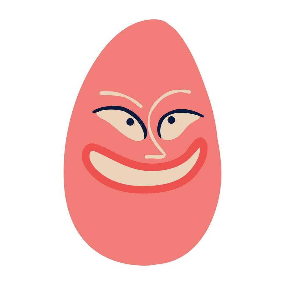 Quirky groovy red egg. A groovy funky character for Easter vector