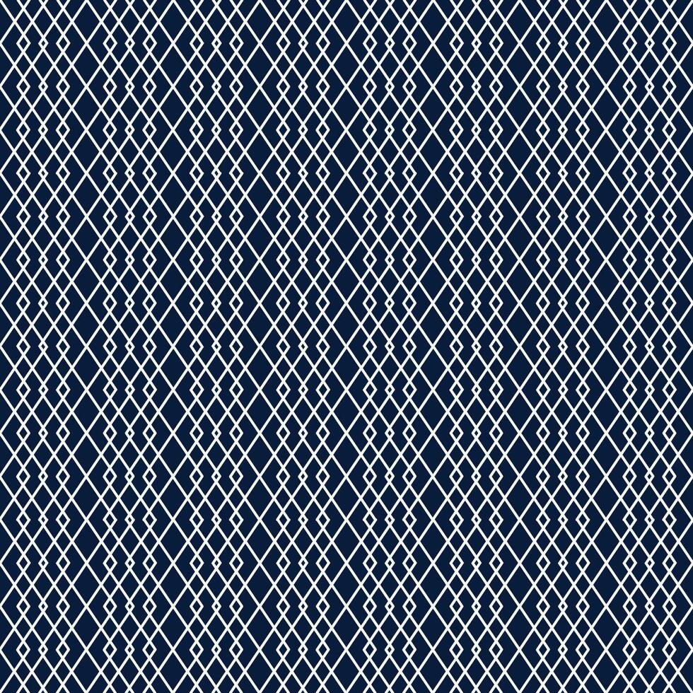 Minimalist style seamless background with white lines forming geometric rhombus ornament on blue backdrop vector