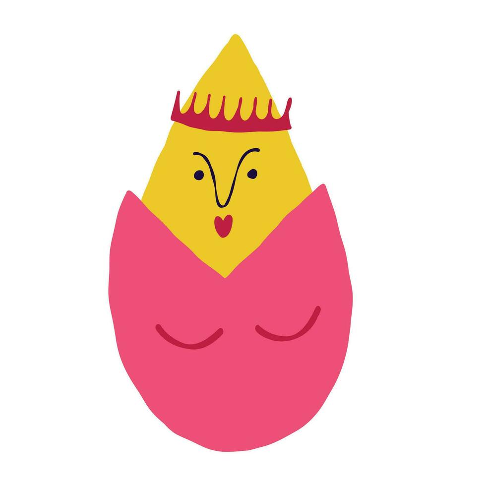 Funny haughty egg-the queen in the crown. A groovy funky character for Easter vector