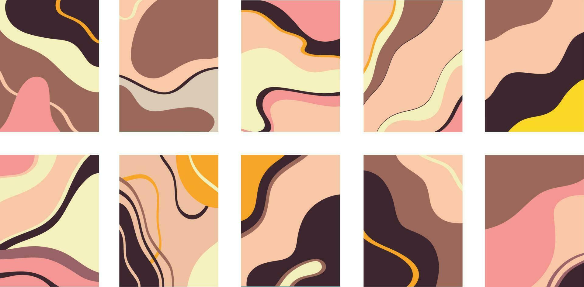 Set of images with colorful chaotic patterns vector