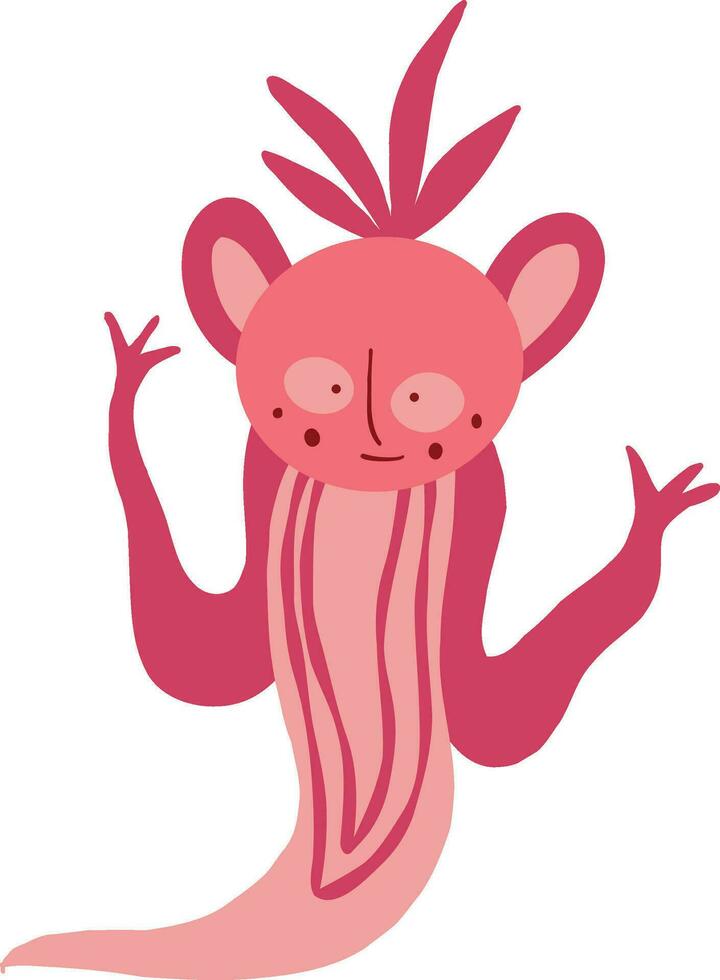 Funny demon dragon. Illustration in modern childish hand drawn style vector