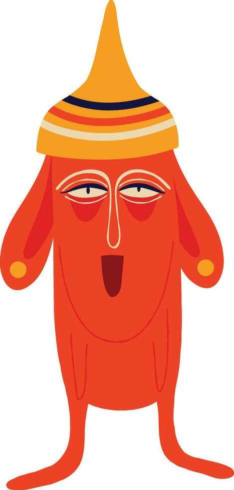 naranja gracioso perro con gracioso sonrisa cara y piernas y manos. ilustración en un moderno infantil dibujado a mano estilo vector