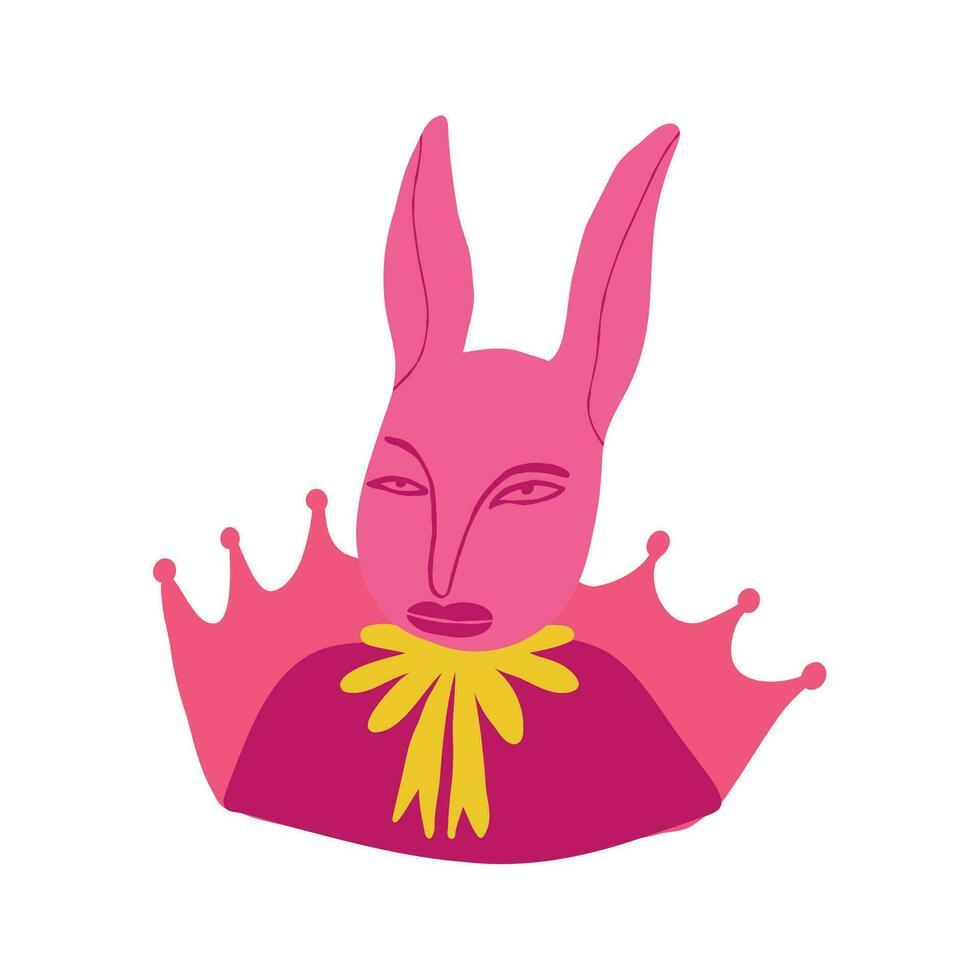 extraño miedoso reina conejito con un sarcástico rostro, Pascua de Resurrección personaje vector