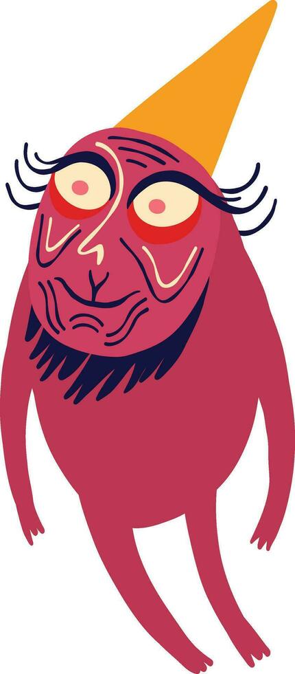 fabulous character monster with funny smile face and legs and hands. Illustration in a modern childish hand-drawn style vector