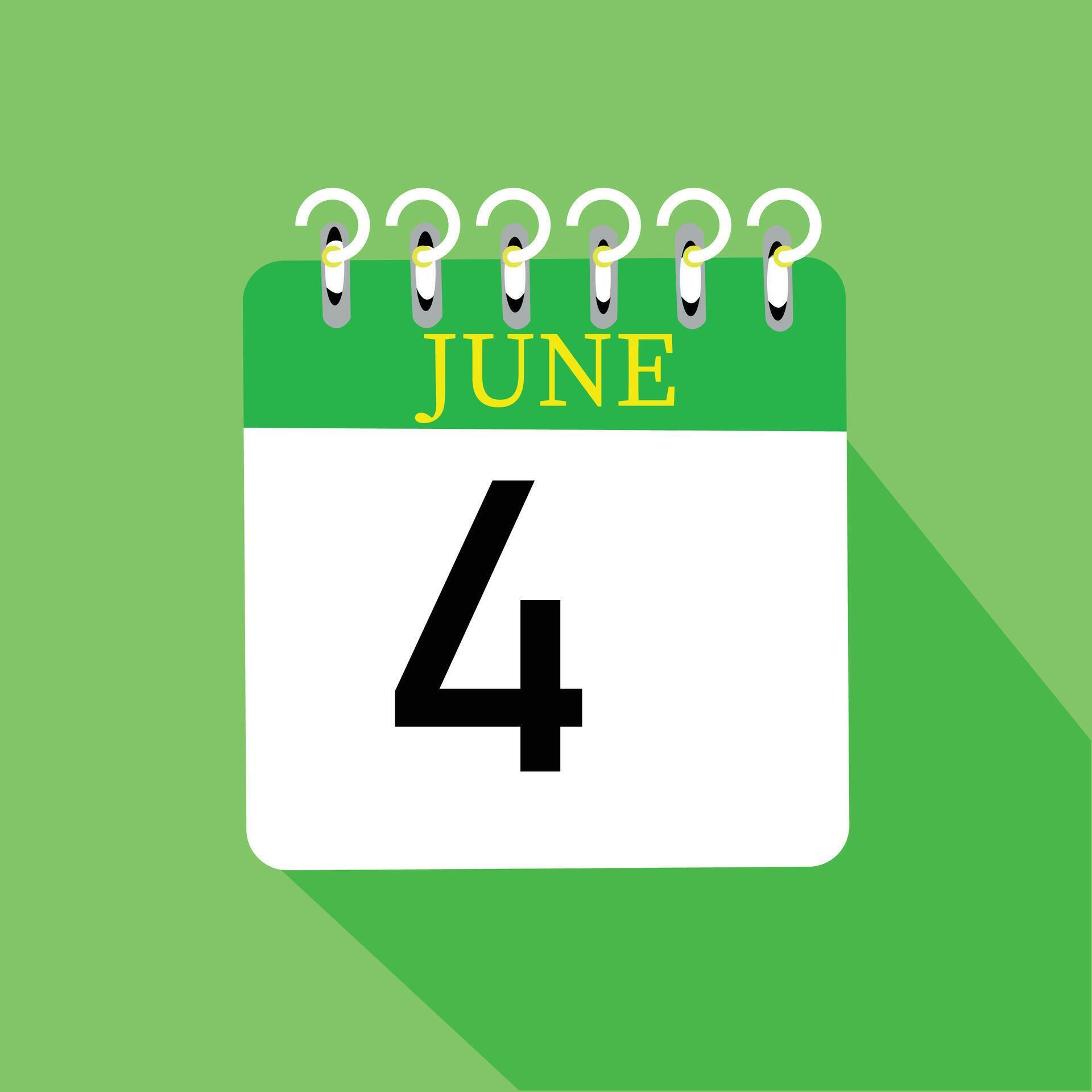 June-4 Calendar- Daily- Icon- Date- Month 26503146 Vector Art at Vecteezy
