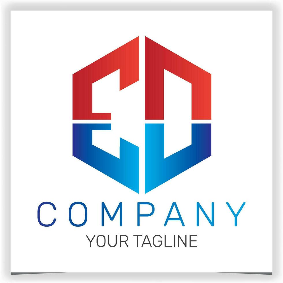 letter ED and EO initial hexagon logo icon premium elegant template vector eps 10