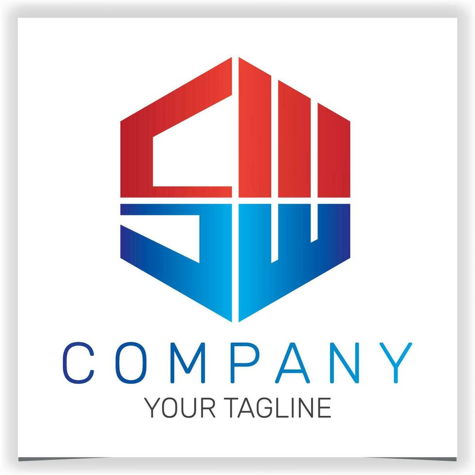 letter SW initial hexagon logo icon premium elegant template vector eps 10