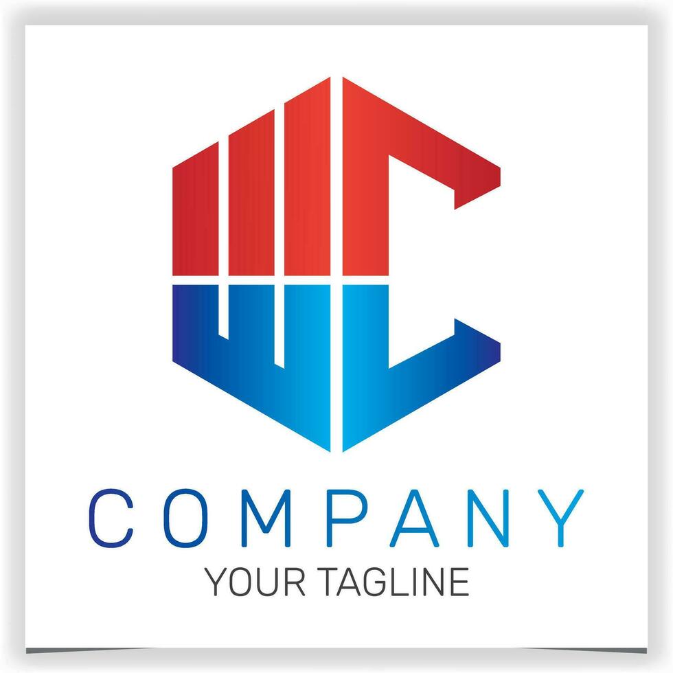 letter WC initial hexagon logo icon premium elegant template vector eps 10