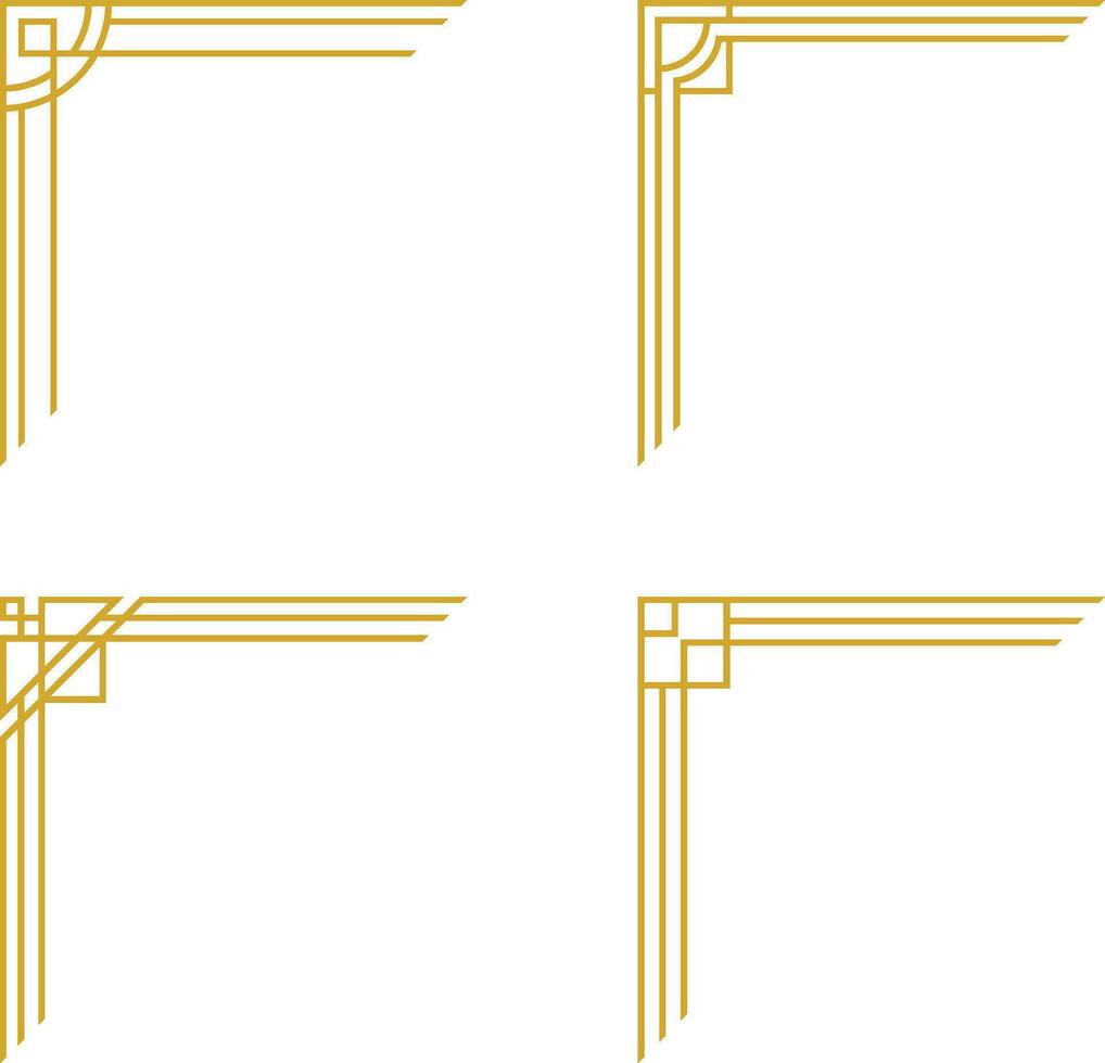 Luxury Corner Frame. Vector geometric golden template, art deco corners for borders and frames. Vector illustration.