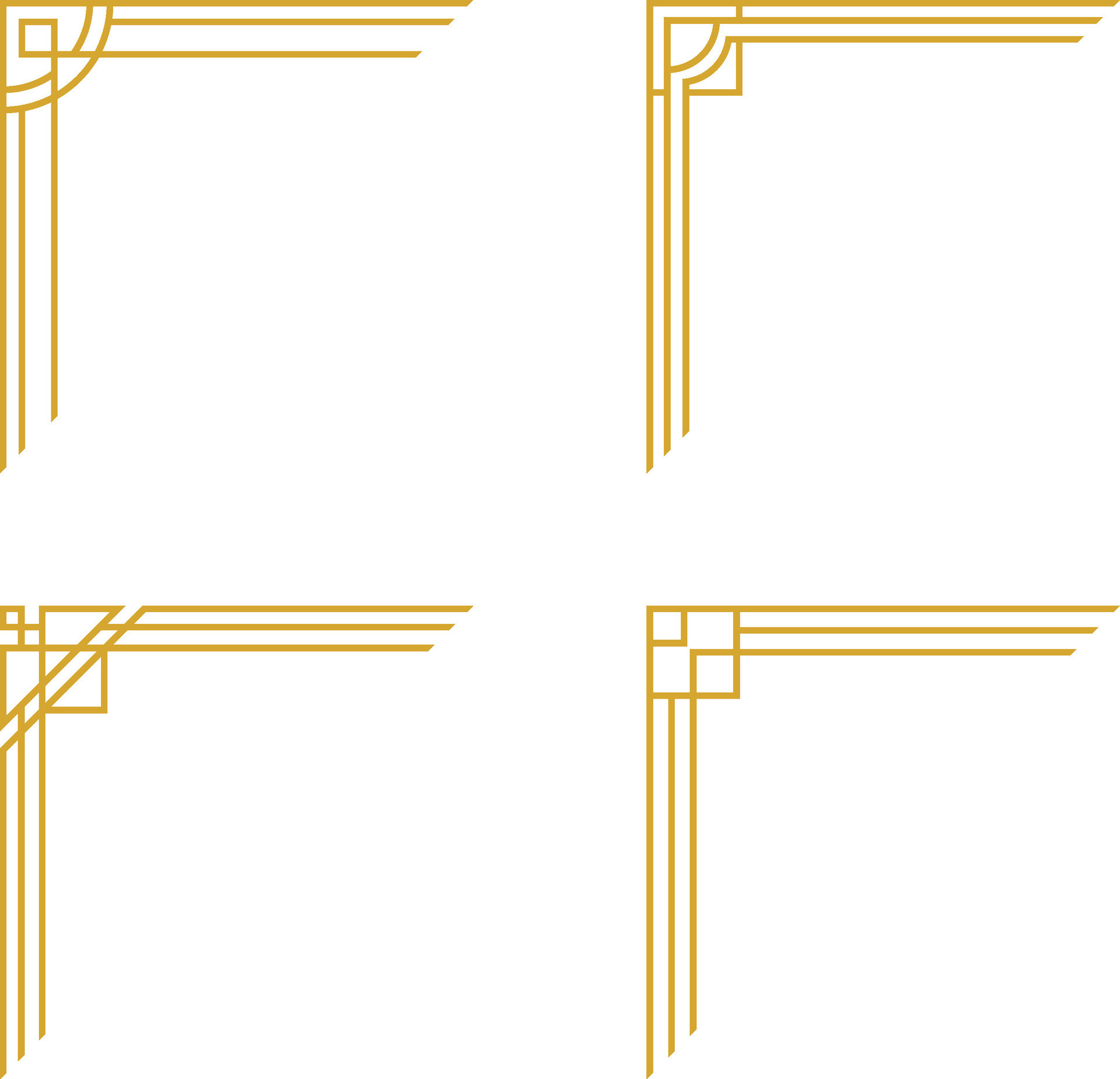 Luxury Corner Frame. Vector geometric golden template, art deco corners