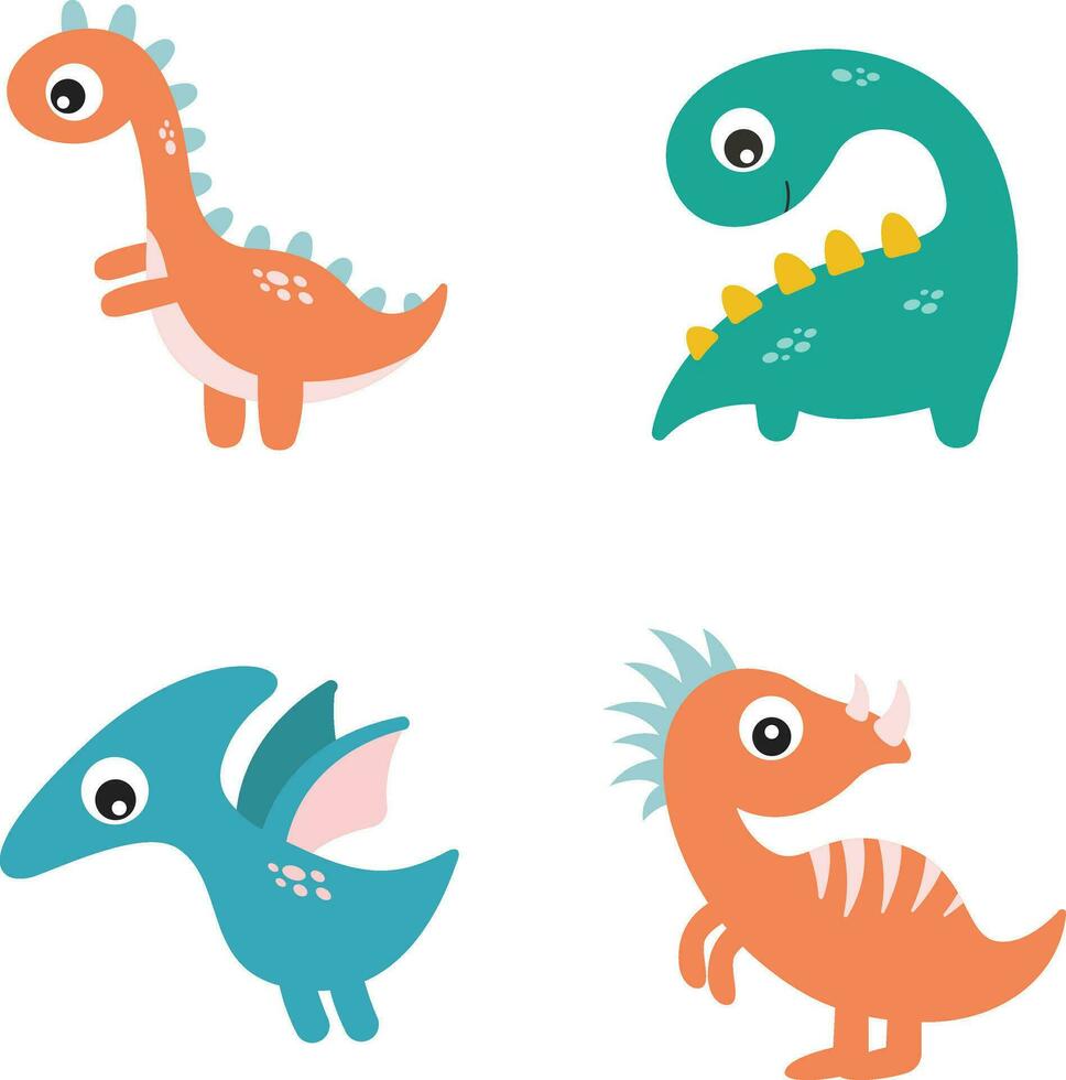 Cute Dino Illustration. Cute little dino set. For design decoration . Vector illustration.