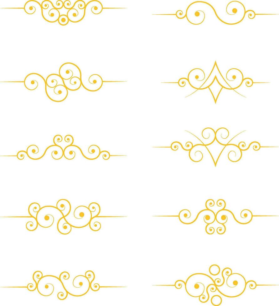 dorado divisores vector aislado dorado lujoso separadores clásico Boda invitación caligrafía líneas.