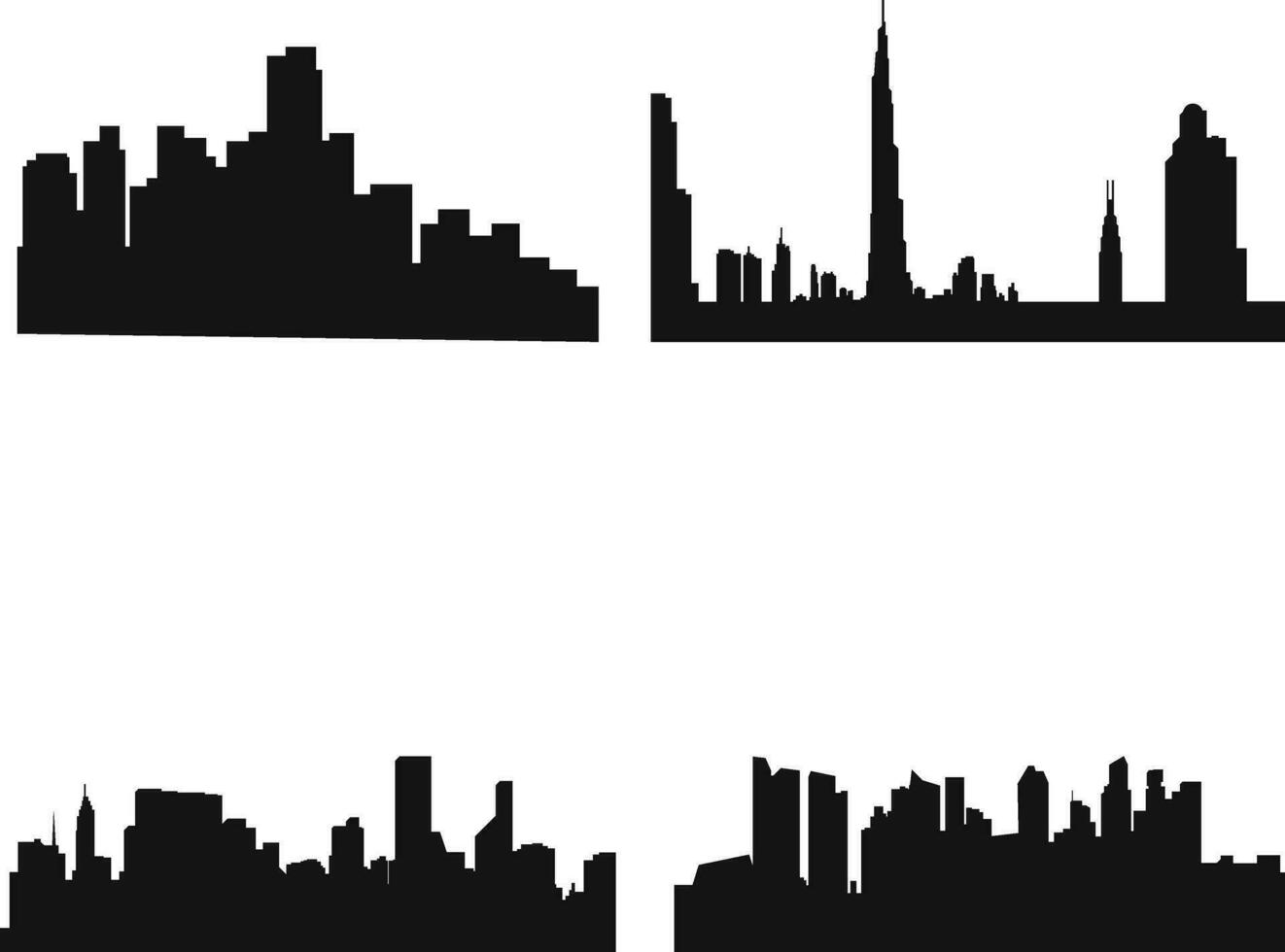 City Silhouette Vector city silhouette set. For design Decoration and illustration.Vector Pro