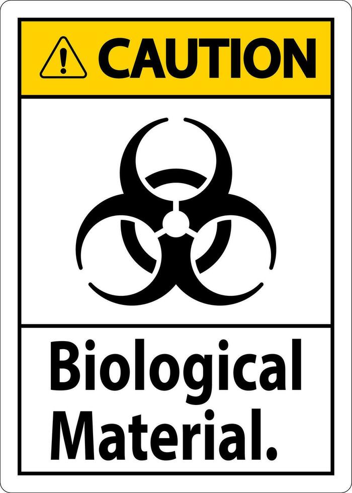 precaución etiqueta biológico material firmar vector