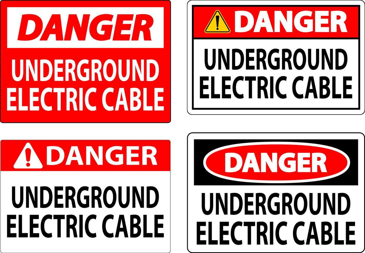 Danger Sign, Underground Electric Cable vector