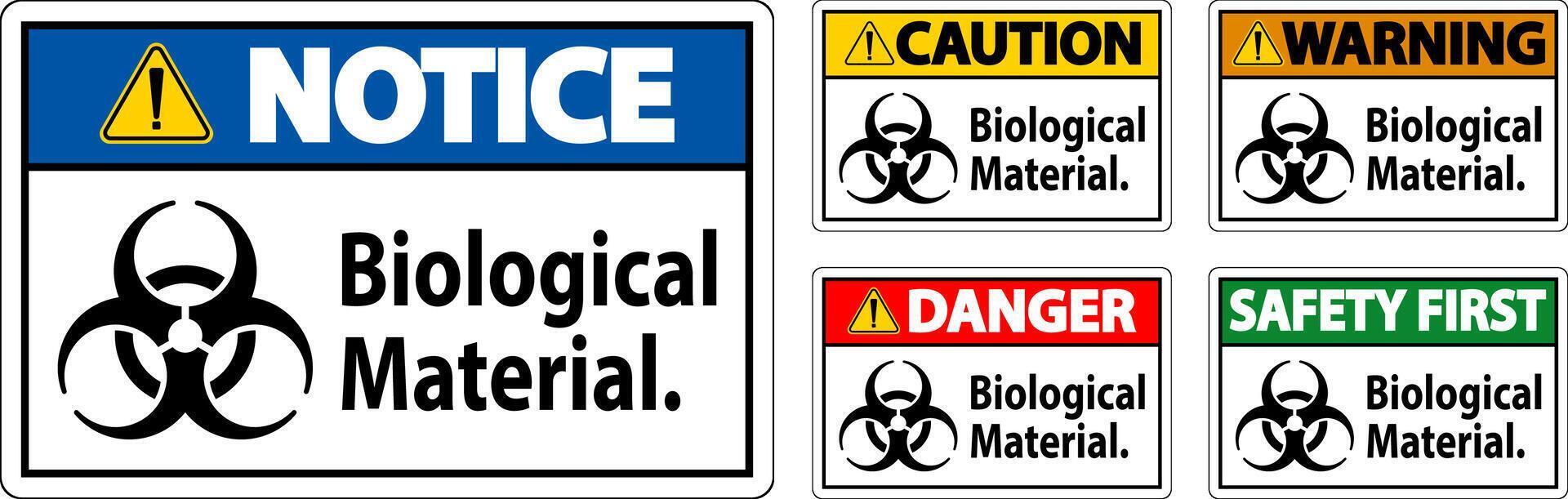 precaución etiqueta biológico material firmar vector