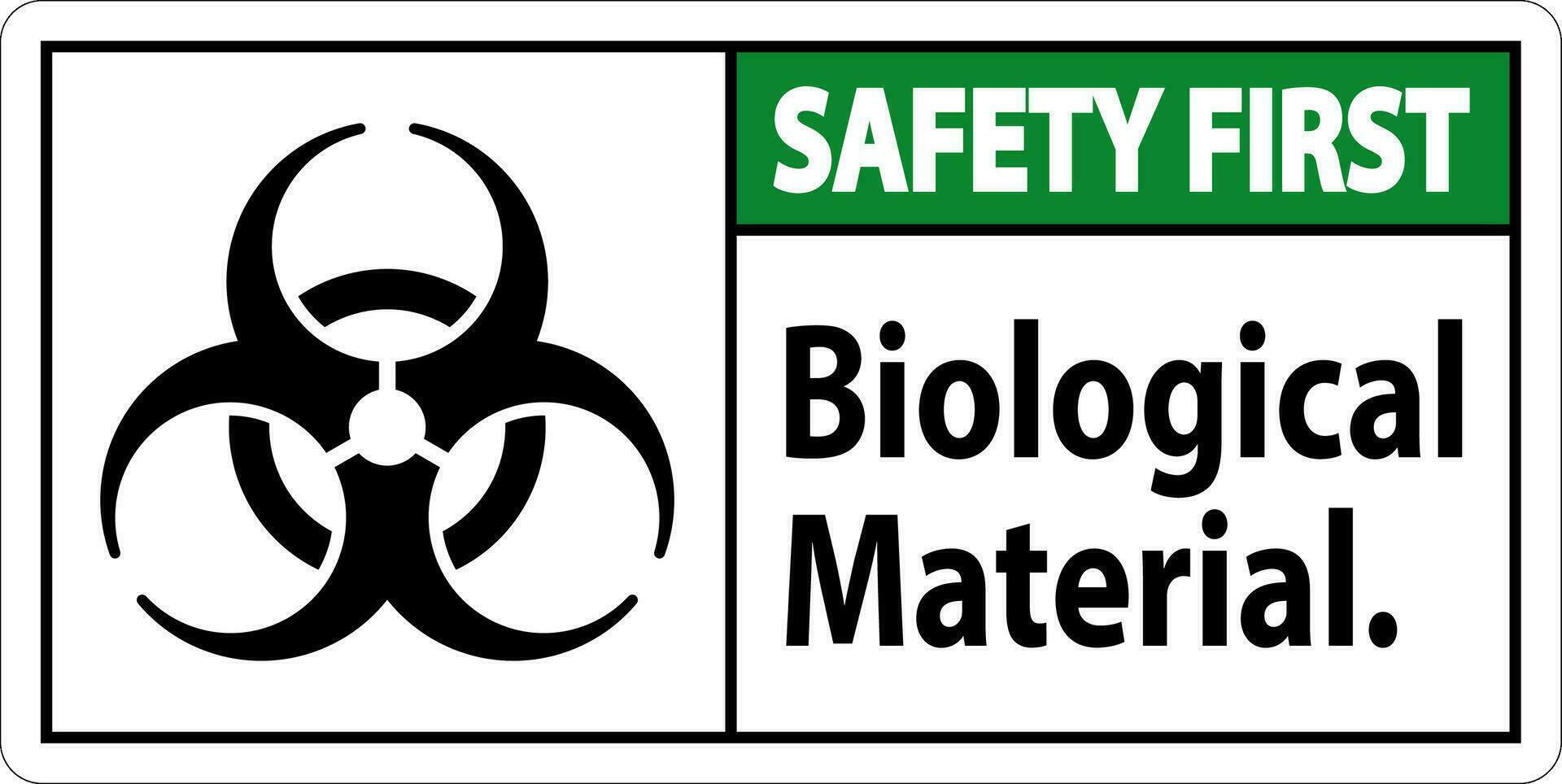 la seguridad primero etiqueta biológico material firmar vector