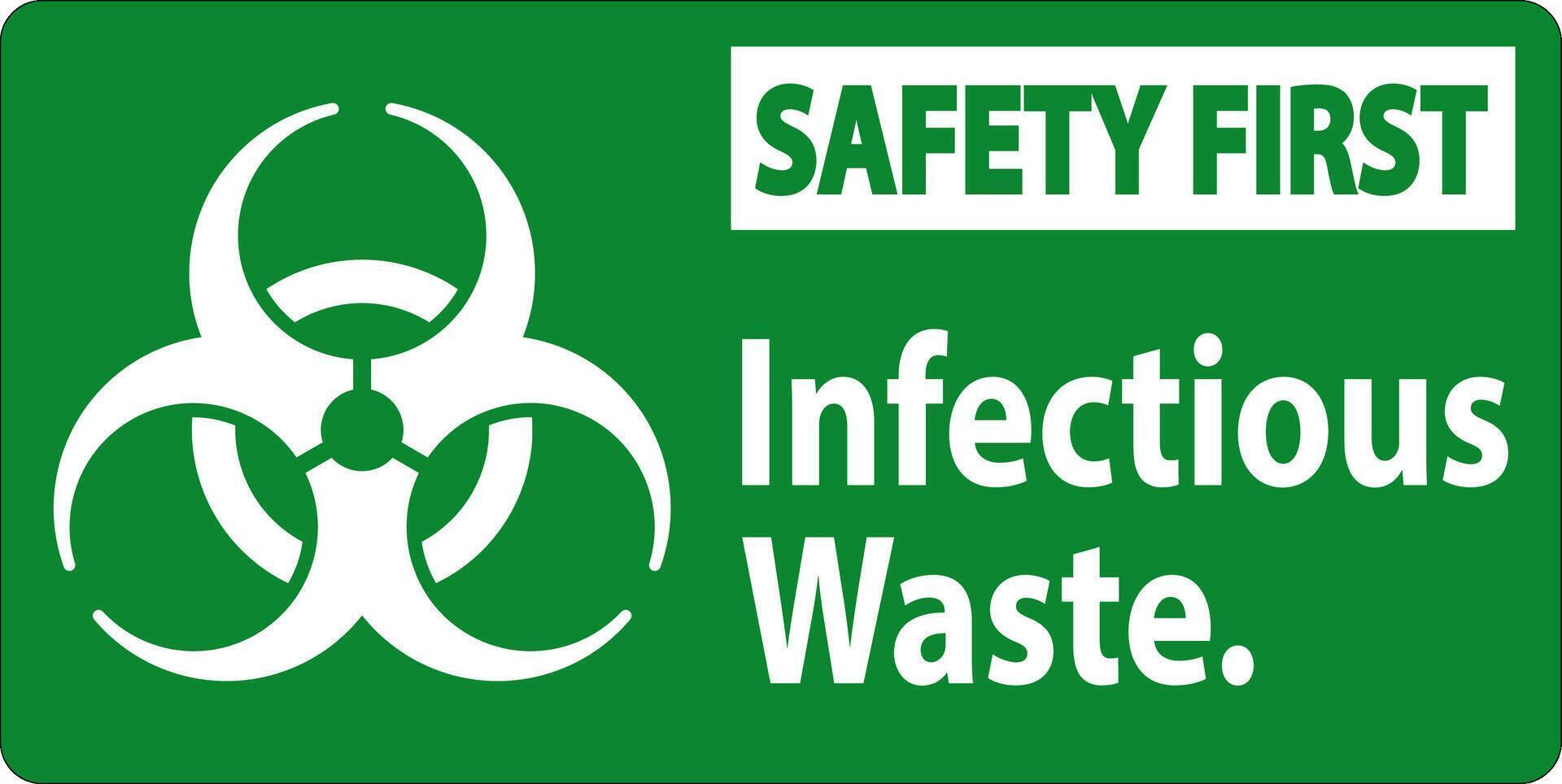 Safety First Label Infectious Waste Sign vector