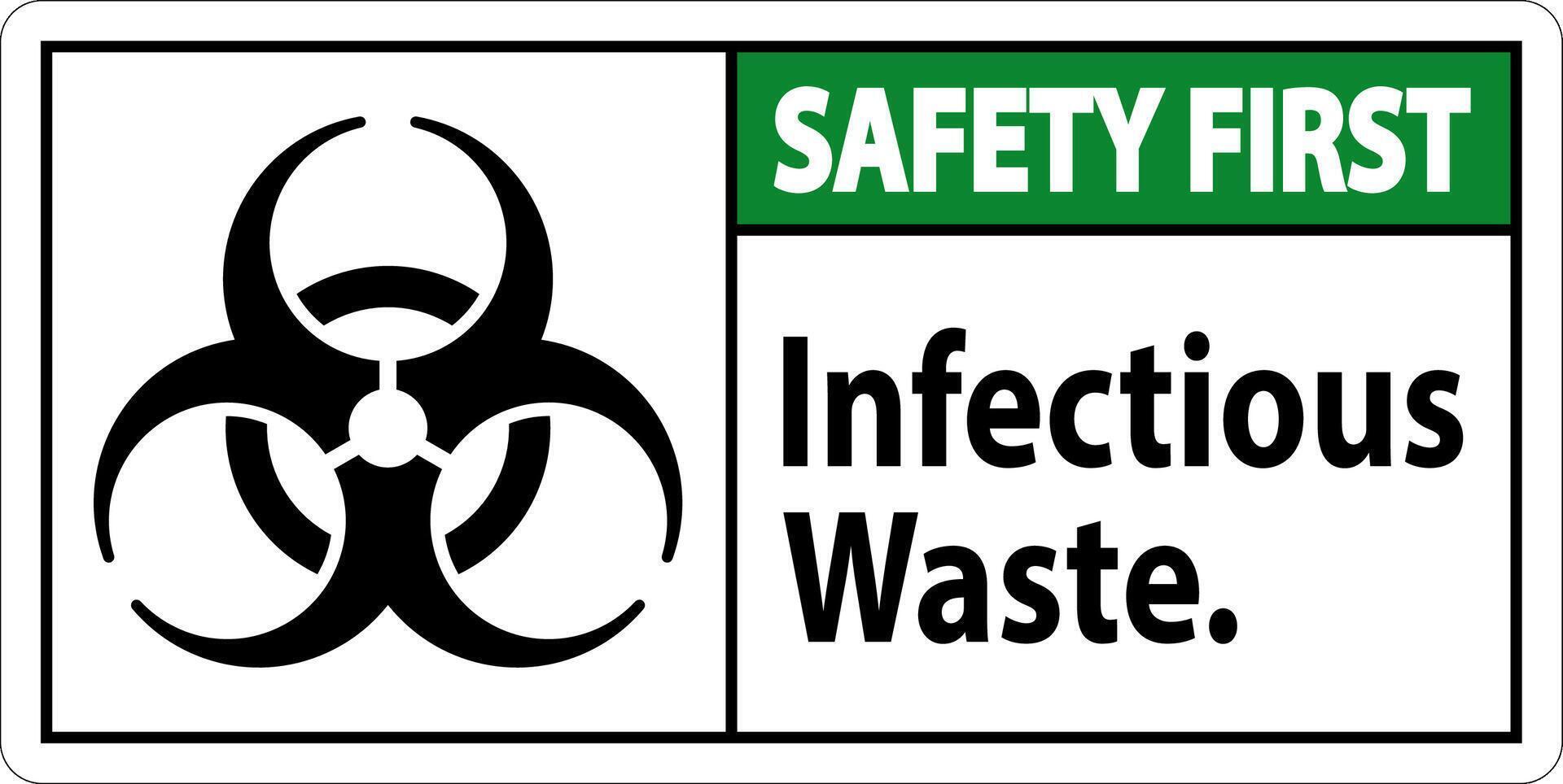 Safety First Label Infectious Waste Sign vector