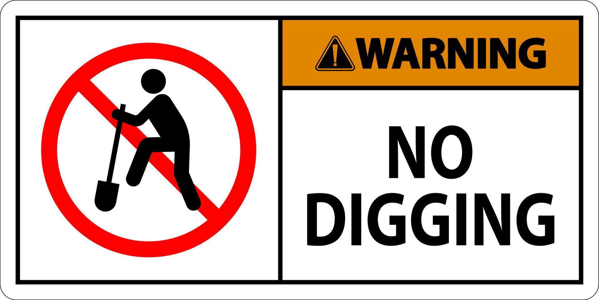 Warning Sign, No Digging Sign vector