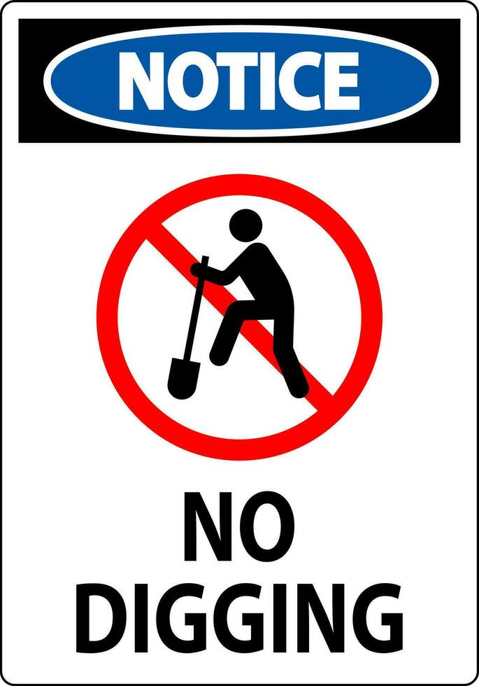 Notice Sign, No Digging Sign vector