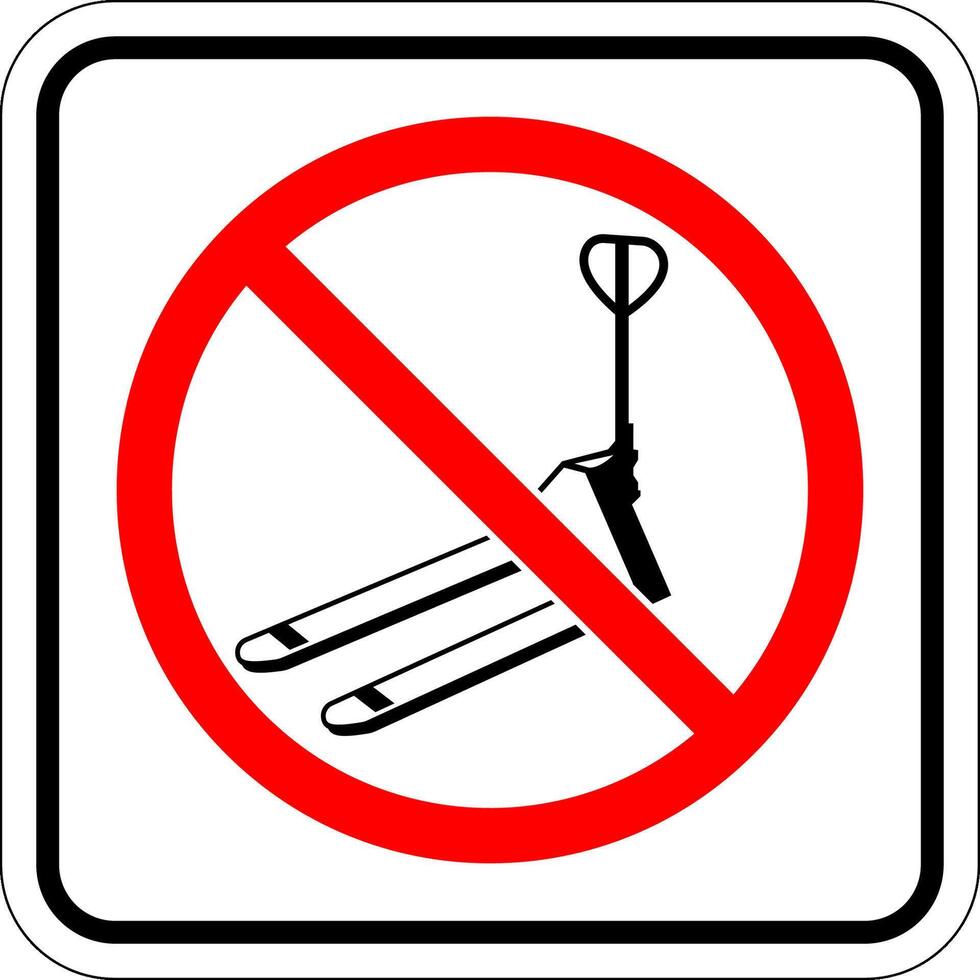 Prohibited Action Sign. Pallet Jack On White Background vector