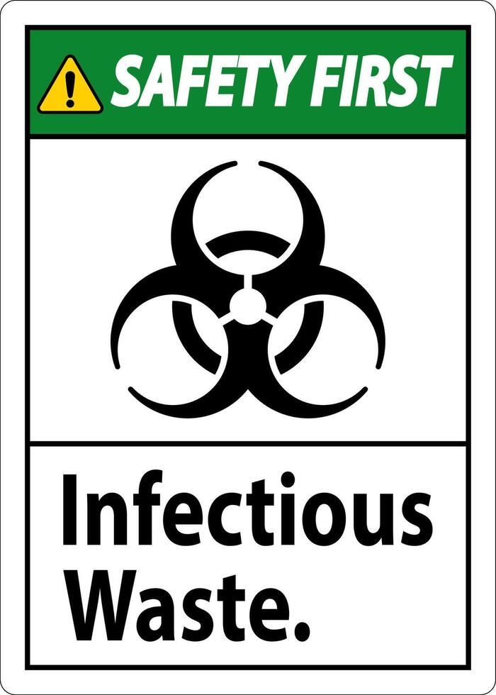 Safety First Label Infectious Waste Sign vector