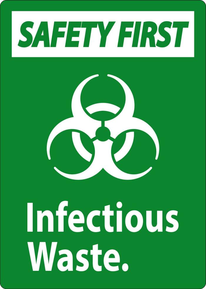 Safety First Label Infectious Waste Sign vector